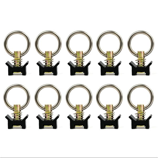 VanEssential Venture L-Track Spring Loaded Adjustable Tie Down Ring - Black - 10 pcs