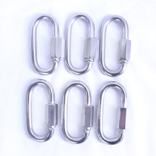 HIGOOD 2.9 Inch 304 Stainless Steel Carabiner and Stainless Steel Chain Quick Links 6/PK.