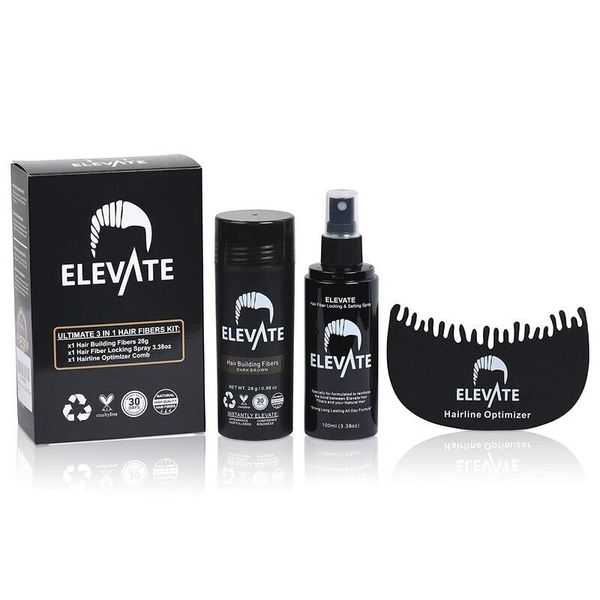 Dark Brown Hair 3 In 1 Kit Set For Bald Spot Coverage, Hair Fiber, Spray & Comb