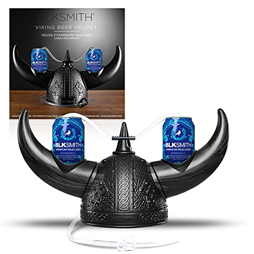 Blksmith Viking Beer Helmet for Sports, Tailgating, and Parties Black Drinking