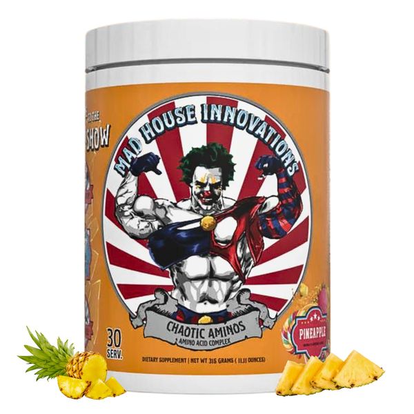 MAD HOUSE INNOVATIONS - Pineapple Complete Essential Amino Acids Complex Dietary Supplement for Insane PUMP 10.50G of Amino Acid, 11.11 Oz Supports Muscle Recovery & Energy Production 30 servings