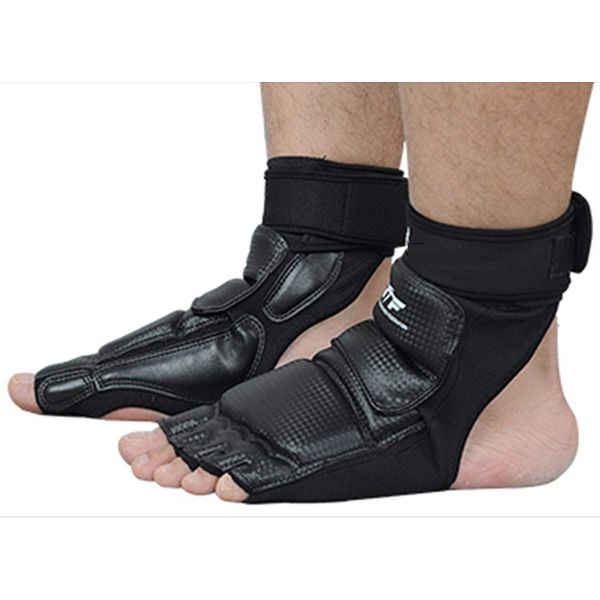 Runspeed Taekwondo Foot Protector Gear Training Martial Arts Fight Boxing Punch Bag Sparring Muay Thai Kung Fu Tae Kwon Do TKD Feet Support for Men Women Kids (Black, Small)