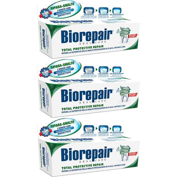 3x Biorepair Total Protective Repair Italian Toothpaste 75ml
