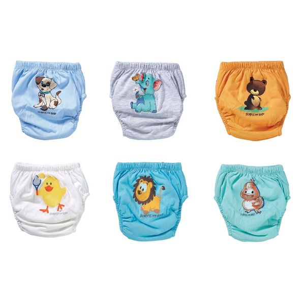 Ozyol Potty Training Pants, pack of 6, reusable toddler nappy pants, learning nappies, trainer nappies, baby underwear clean toilet training - Multicolour - L