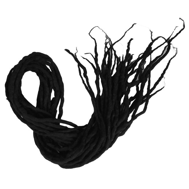 Dreads zum einflechten - Wool Dreadlocks - Extensions aus Echthaar (Wolle) vom Schaf - Naturprodukt aus Schafwolle (15 Strähnen, Black-Beauty)