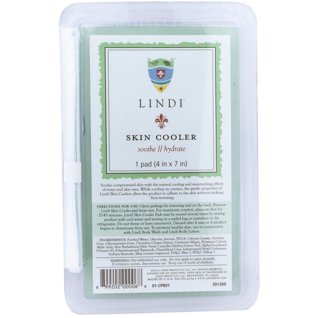 LINDI SKIN Cooler Pad - Cooling Hydro-Gel Formulated To Reduce Redness and Inflammation - Infused with Aloe Vera and Green Tea To Sooth & Relieve Radiation Burns (1 Pack, 4x7 inch)