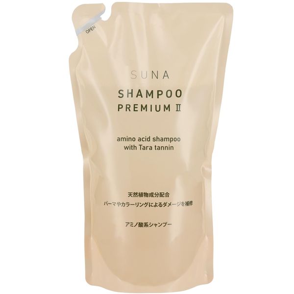 SUNA Official Shampoo, Premium II (For Refills), Damage Repair, Non-Silicone, Non-Giamine, Non-Dyed Hair Care, Amino Acid Shampoo, Natural Ingredients, Gray Hair Care, Scalp Care, For Men and Women
