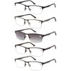 EYECEDAR Amcedar 5-Pack Reading Glasses Men Metal Half-Frame Spring Hinges Stainless Steel Material Readers +2.00