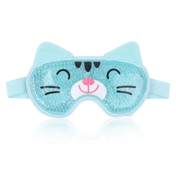 NEWGO Gel Eye Mask Reusable Hot Cold Therapy Cooling Eye Mask with Plush Backing, Relief for Puffy Eyes, Dry Eyes, Dark Circle, Swollen Eyes, Headache, Migraine - Blue Cat