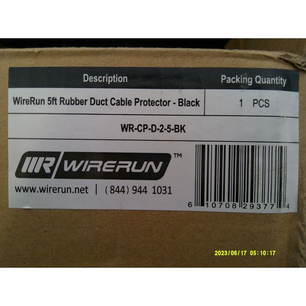 WIRERU 5-ft Rubber Duct  Floor Cord Protector Cable Cover -Black