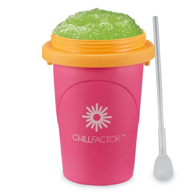 Magic Freez Slushy Maker - Slush Becher mit Strohhalm und Löffel - Slushy Cup für Eis Selber Machen - Tragbarer Slush Machine fur Alle - Eis Mixer (Pink)