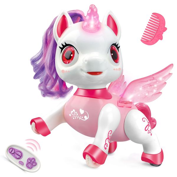 Britik Unicorn Toys for Girls Age 4-6: Robot Pets for Kid Remote Control Robot Toy for Ages 5-7 Smart Robot Girl Toy Age 4-5 Robot Toys for Kids 8-12 Birthday Gifts for 3 4 5 6 7 8 Year Old Girl, Pink