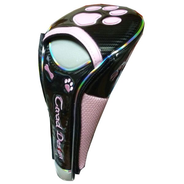 Golf Utility Paw Magnetic Headcover (Black/Pink)