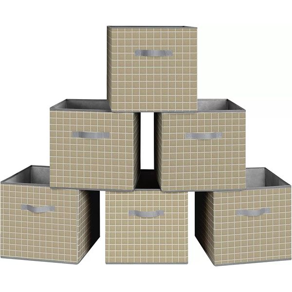 Collapsible Foldable Fabric Cubby Cube Storage Bins Baskets for Shelves 6 pack