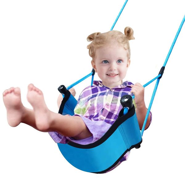 nets Tribe Children Outdoor Swing Seat, with snap Hook Swing Set, Adjustable Ropes, for Kids Outdoor Play Playground Swing, Indoor Outdoor Backyard Play, Trees, Swing Set (Blue)