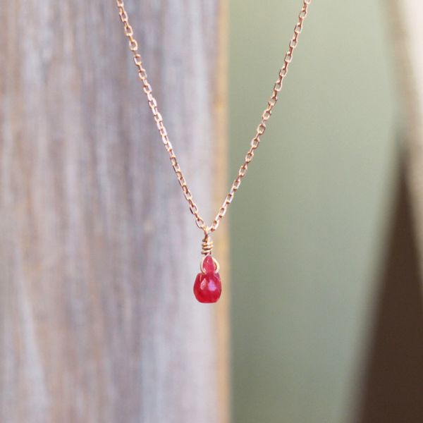 Ruby Petite Necklace (Daily Pink Gold Plated Silver 925 Silver Necklace Luxury Gift Wrapping)