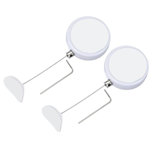 PATIKIL 5 Ft Retractable Remote Control Tether, 2 Pcs Round Security Cable Lanyard Lock with Double Sided Adhesive for TV Remote Control Gaming Controller, White(Curved Rubber Cap)