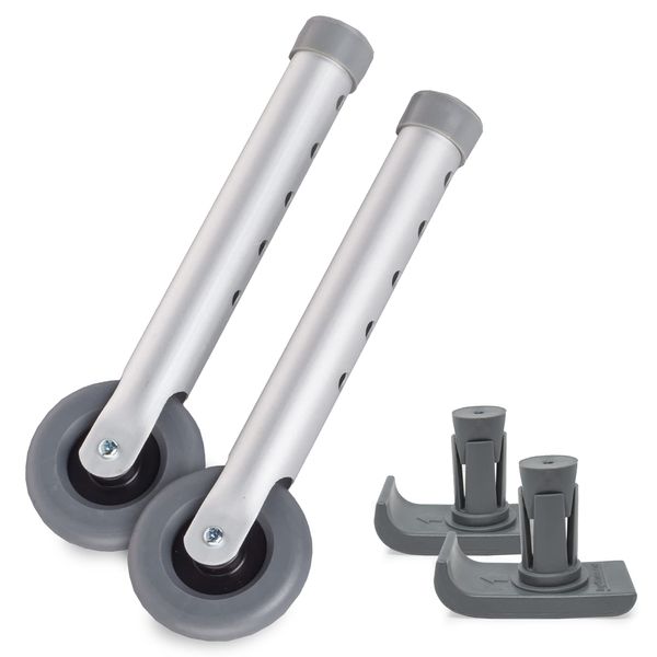 Deluxe KIT: Universal 3" Walker Wheels with Free Flexfit Universal Ski Glides