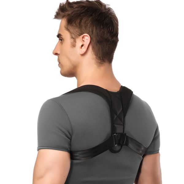 iDeporte Posture Corrector Posture support Brace Adjustable Straight Strap Men Women Back, Shoulder Neck Pain Relief (Size L 28-38 in)