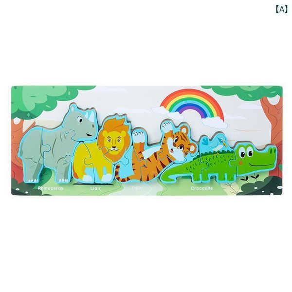 Educational puzzles for toddlers, wooden jigsaw puzzles, animals, sea, dinosaurs, blue, green, orange, toys, tabletop games, toys, early education, boys, girls, 3D, thick, colorful, children, nursery school, home, play, parent and child