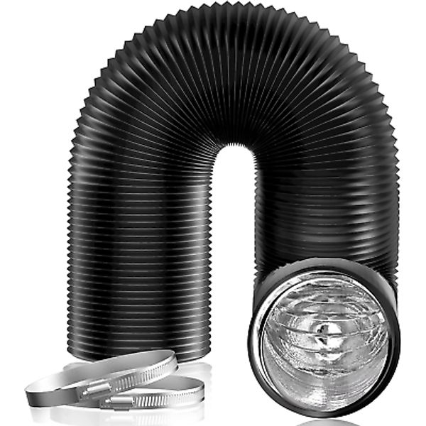 Hon&Guan 6" Air Duct, 16FT Flexible HVAC Vent Hose, Black, for Grow Tents