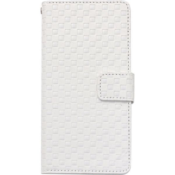 PLATA Checked Pattern Block Stand Case Pouch, whites