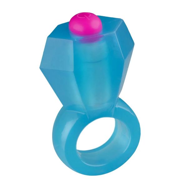 Bling Pop Vibrating Diamond Pennis Ring,  Reusable Diamond Blue Jewel C-Ring