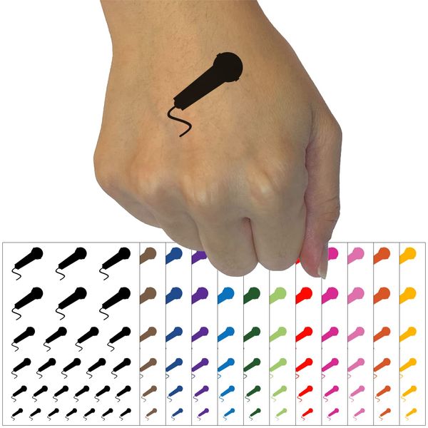 Microphone Solid Temporary Tattoo Water Resistant Fake Body Art Set Collection - Light Green (One Sheet)