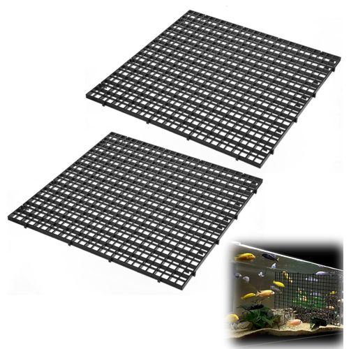 2 PCS 30x30cm Black Aquarium Divider Trays, 11.8x11.8In Plastic Fish Tank Divider Grid Isolate Board Dividers Aquarium Filter Bottom Tray Egg Crate for DIY Filtration Bottom Protection in Aquascaping