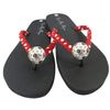 Black & White Polka Dot Soccer Bling Flip Flops