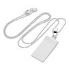 jewellerybox Sterling Silver Rectangular Pendant on Chain - 22 Inches