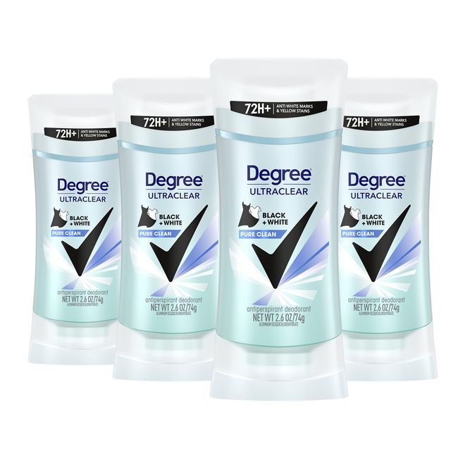 Degree Antiperspirant for Women Protects from Deodorant Stains Pure Clean Deodorant for Women 2.6 Ounce (Pack of 4)
