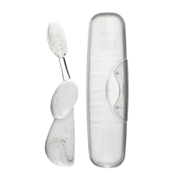RADIUS Toothbrush Big Brush with Replaceable Brush Head BPA Free ADA Accepted - Left Hand - Marble Brush with Clear Case