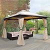 10' x 12' Outdoor Patio 2-tier roof Gazebo Canopy Steel Frame w/ Mesh Sidewalls