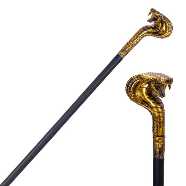 Spooktacular Creations Halloween Walking Cane, Egyptian Snake Staff Walking Stick for Halloween Mystical Pharaoh Ancient Themed Dress Up Party, Pimp Cane Prop for Halloween Party Pretend Play Costume