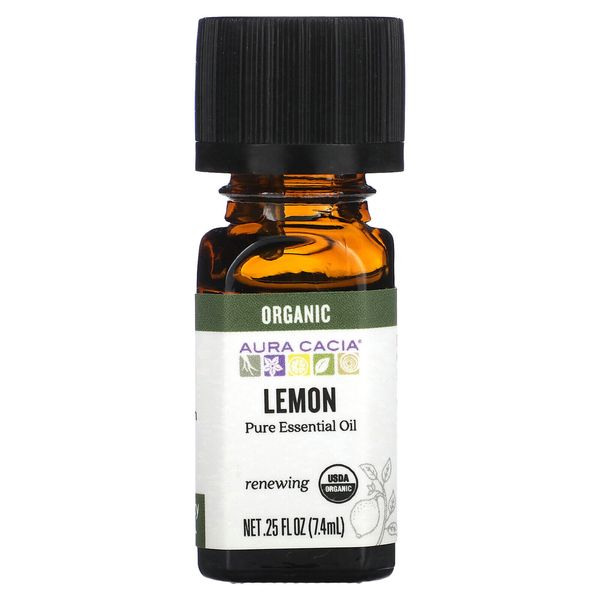 Pure Essential Oil, Organic Lemon, 0.25 fl oz (7.4 ml)