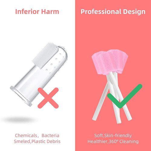 Pack of 100 Disposable Oral Care Sponge, Portable Mouth Sponge, Disposable, Oral Care Sticks for Cleaning Dental Clinics, 13.5 cm (Pink)