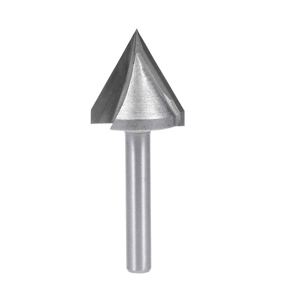 uxcell V-Groove Router Bit, Titanium Steel, 60°, 0.9 inch (22 mm) Diameter, 0.2 inch (6 mm) Shank, Tip V-Groove Bit (Gray)