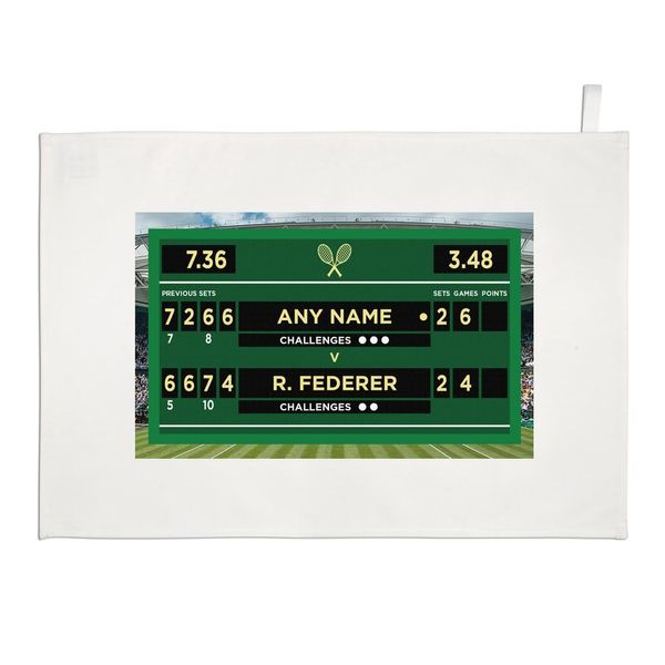 Personalised Tennis Scoreboard Grass Tea Towel Name & Opponent Sections Can Be Changed