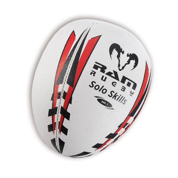 Ram Rugby Solo Skills Rugby Ball (size 5) – Practice Rugby Passing & Handling technique with this innovative Rebounder Half Rugby ball. Ideal for Solo Practice against a wall.