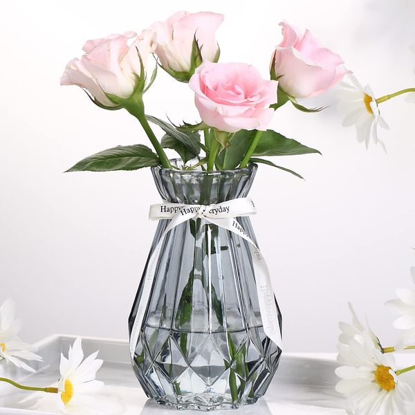 SwPotato Vase, Stylish, Single Vase, Glass Flower Base, Glass Vase, Transparent, Mini Vase, Height 5.9 inches (15 cm), Small Mouth