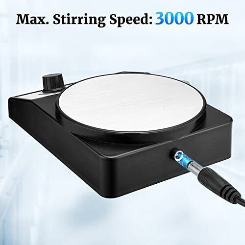 Magnetic Stirrer with 4 PCS Stir Bars, Stir Plate 3000RPM Magnetic Round Plate