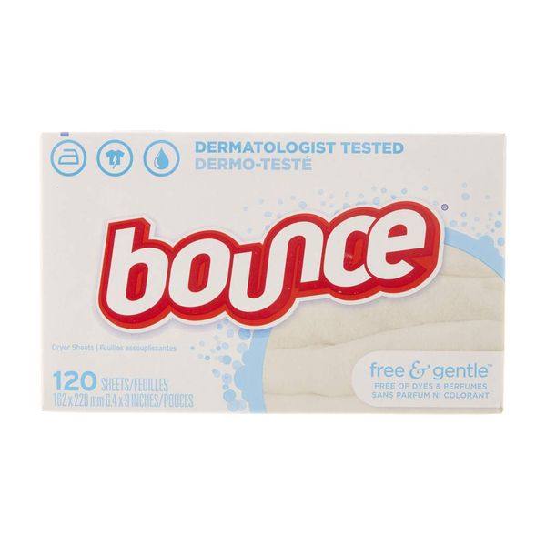 Bounce Free & Gentle Unscented Fabric Softener Dryer Sheets for Sensitive Skin, 120 Count