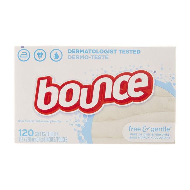 Bounce Free & Gentle Unscented Fabric Softener Dryer Sheets for Sensitive  Skin, 120 Count