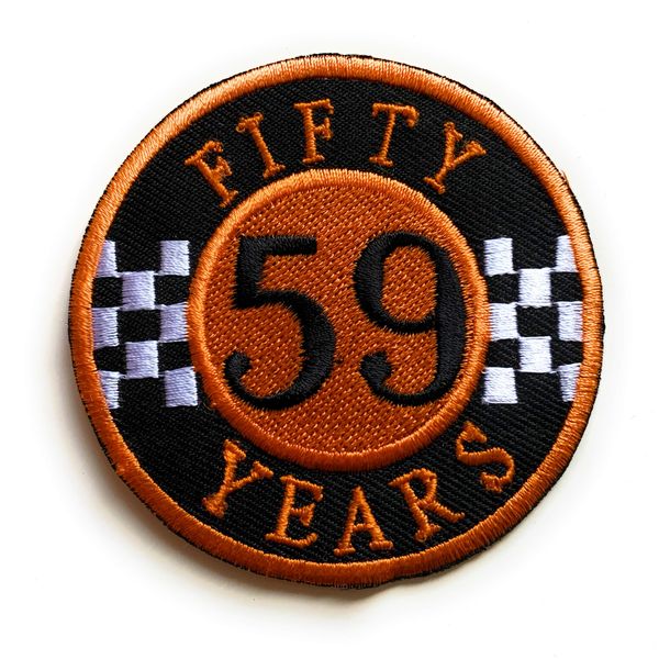 Fifty 59 Years Motorcycle Biker - Embroidered Iron on Sew on Patch