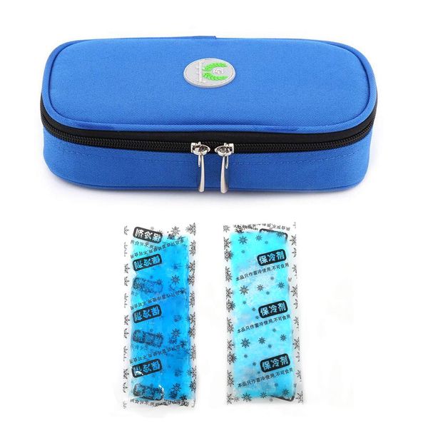 Portable Insulin Organizer Cooler Bag,ONEGenug Medical Care Protector Case Travel Cooler Bag with Ice Gel for The Diabetic (Blue + 2 Ice Pack)