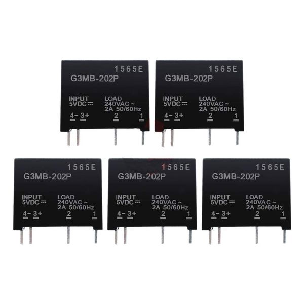 Hailege 5pcs G3MB-202P Solid State Relay Module G3MB-202P G3MB 202P DC-AC PCB SSR Input 5V DC Output 240V AC 2A Solid State Relay Module