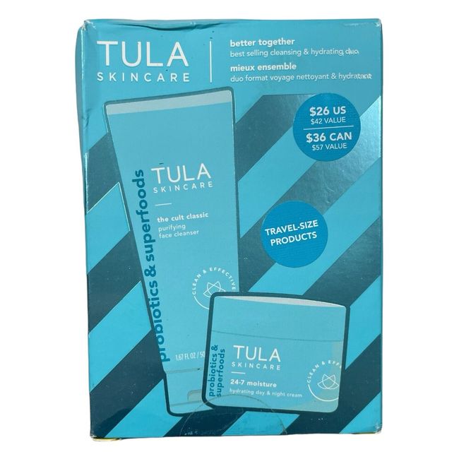 Tula Skincare On The Go Travel Kit - 1.67 oz Cult Classic + .5 oz 24/7 Moisture