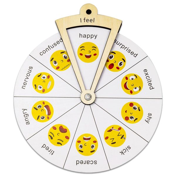 Wooden Kids Emotion Wheel - Fun Learning Toy - Explore Emotions with Faces, Perfect Social-Emotional Learning Toy for Toddlers and Preschoolers, Learn Emotions Through Play, Suitable for Kids