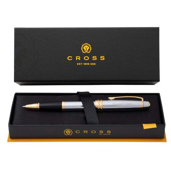 Dayspring Pens Personalized Cross Bailey Medalist Rollerball Pen | Custom Engraved Luxury Cross Pens for Men, Women, Professionals & Executives with Gift Box | Smooth Black Ink | Chrome with Gold Trim